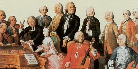 depiction of a Baroque performance with audience